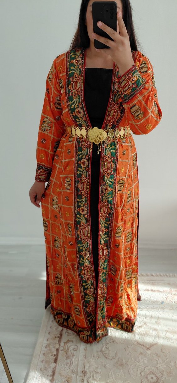 yöresel elbise iç astarını rengi krem rengi Parlak satendir - Görsel 3