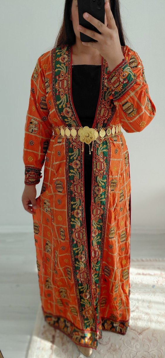 yöresel elbise iç astarını rengi krem rengi Parlak satendir - Görsel 2