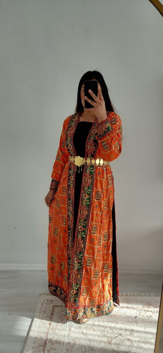 yöresel elbise iç astarını rengi krem rengi Parlak satendir - Görsel 4