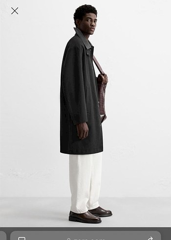 Zara Oversize Trençkot deri ve pamuk S beden - Görsel 3