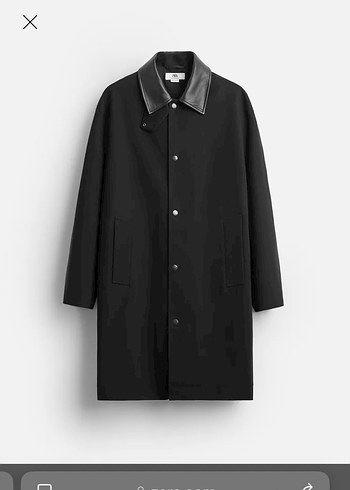 Zara Oversize Trençkot deri ve pamuk S beden - Görsel 4