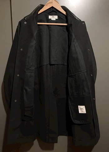 Zara Oversize Trençkot deri ve pamuk S beden - Görsel 7