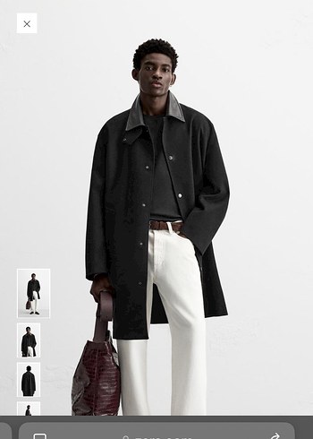 Zara Oversize Trençkot deri ve pamuk S beden - Görsel 2