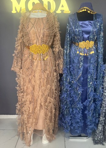 Nakışlı Bohem Uzun Kadın Abiye Elbise - Görsel 2