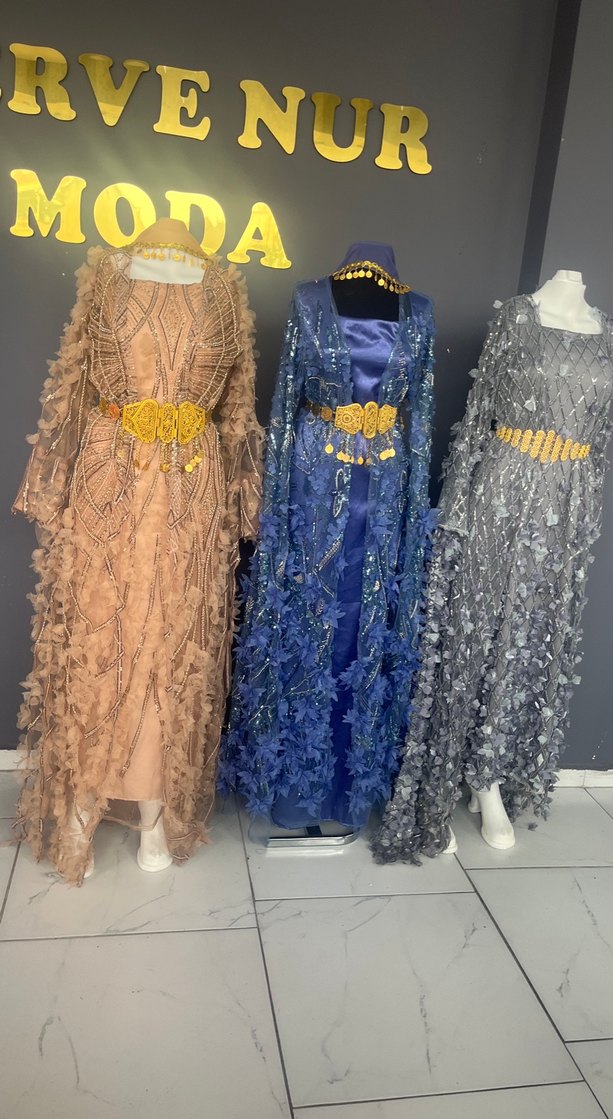 Nakışlı Bohem Uzun Kadın Abiye Elbise - Görsel 3