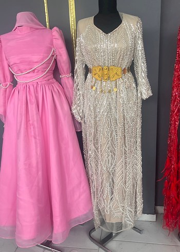 Boncuk İşlemeli Uzun Beyaz Bohem Kadın Elbise - Görsel 2