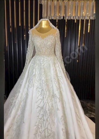 Beyaz Straplez Prenses Gelinlik - Görsel 5