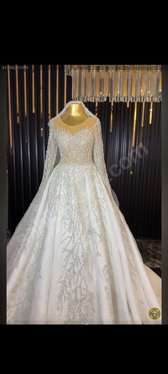 Beyaz Straplez Prenses Gelinlik - Görsel 5