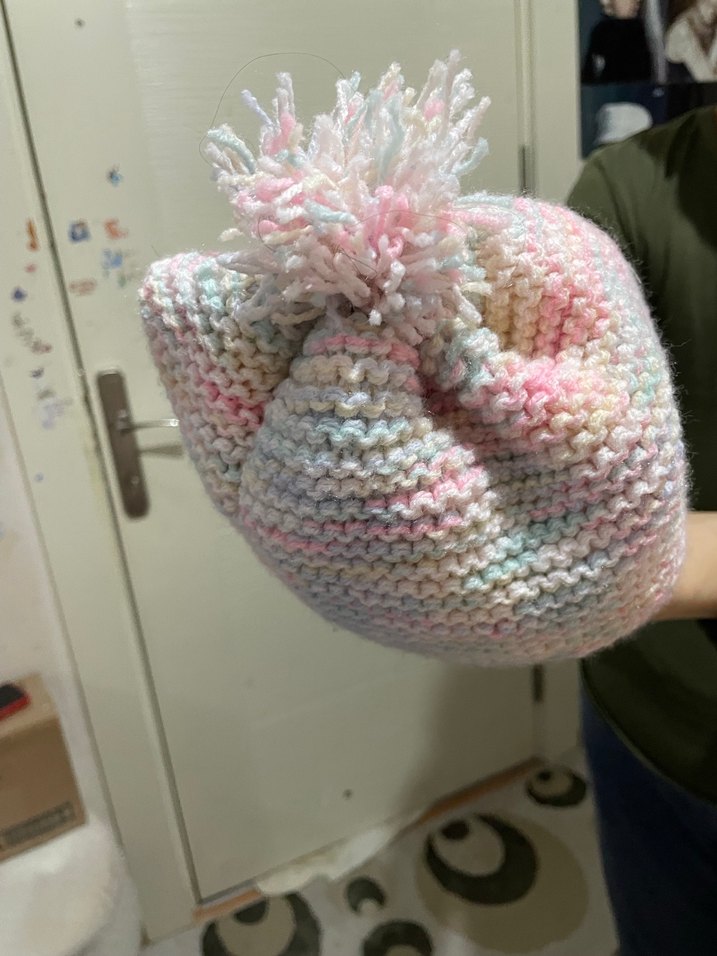 Renkli El Örgüsü Kadın Bere - Görsel 2