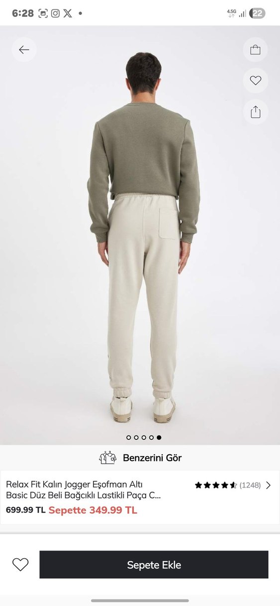 Defacto Bej Loose Fit Jogger Eşofman Altı - Görsel 5