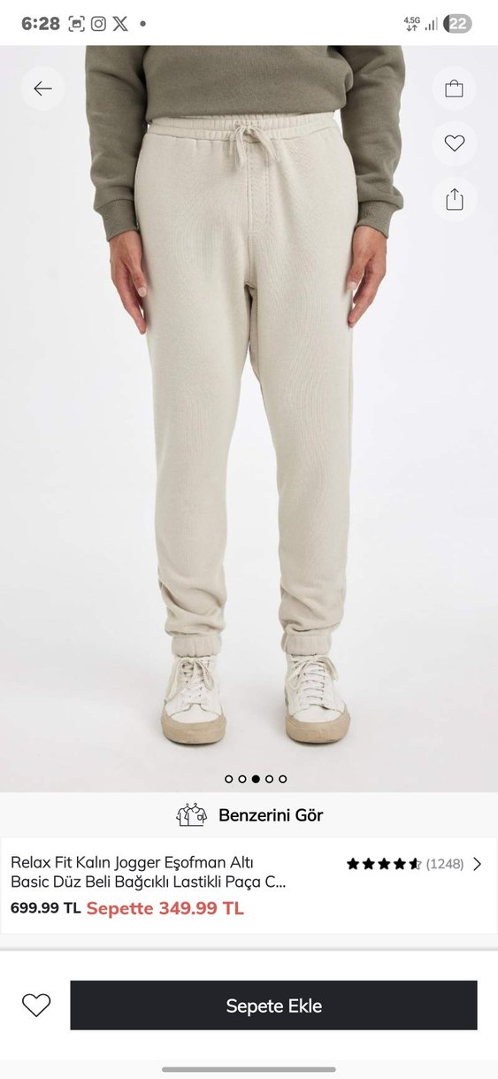 Defacto Bej Loose Fit Jogger Eşofman Altı - Görsel 3