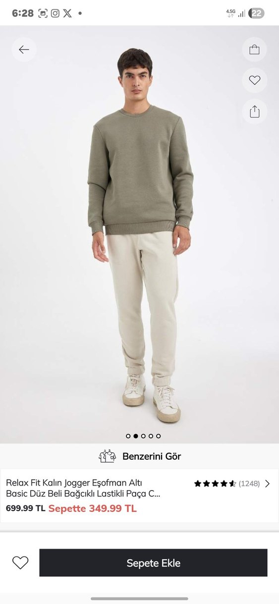 Defacto Bej Loose Fit Jogger Eşofman Altı - Görsel 2