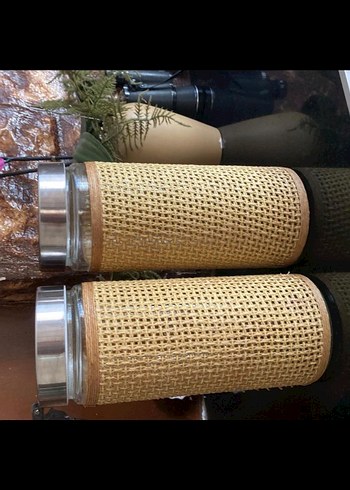 Bej Hasır Kaplamalı Cam Baharatlık Seti - Görsel 3