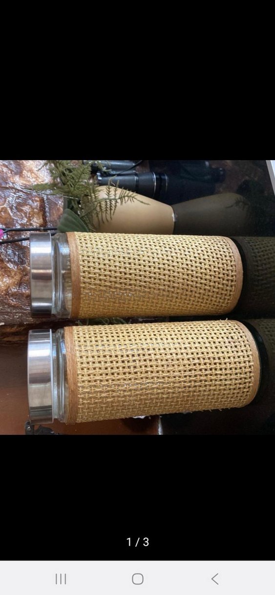 Bej Hasır Kaplamalı Cam Baharatlık Seti - Görsel 3