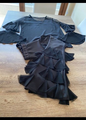 Uzun Siyah Gotik Kadın Abiye Elbise - Görsel 4