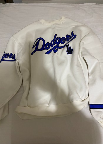 Beyaz Dodgers Baskılı Kadın Sweatshirt