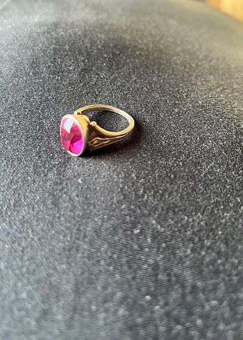 Gümüş Parlak Pembe Vintage Kadın Yüzük
