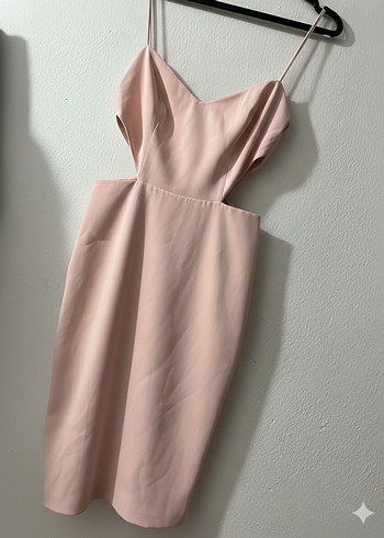 Bej V Yaka İnce Askılı Uzun Elbise - Görsel 2