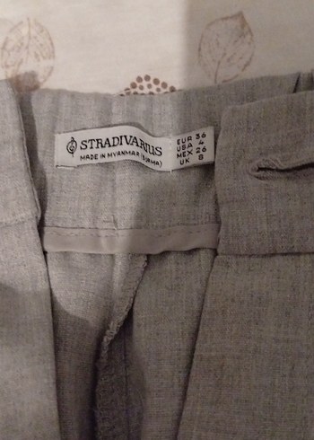 Düğmeli Bej Keten Kadın Kumaş Pantolon - Görsel 2