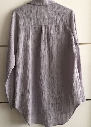 Lila Düğmeli Uzun Kollu Tunik Gömlek - Görsel 2