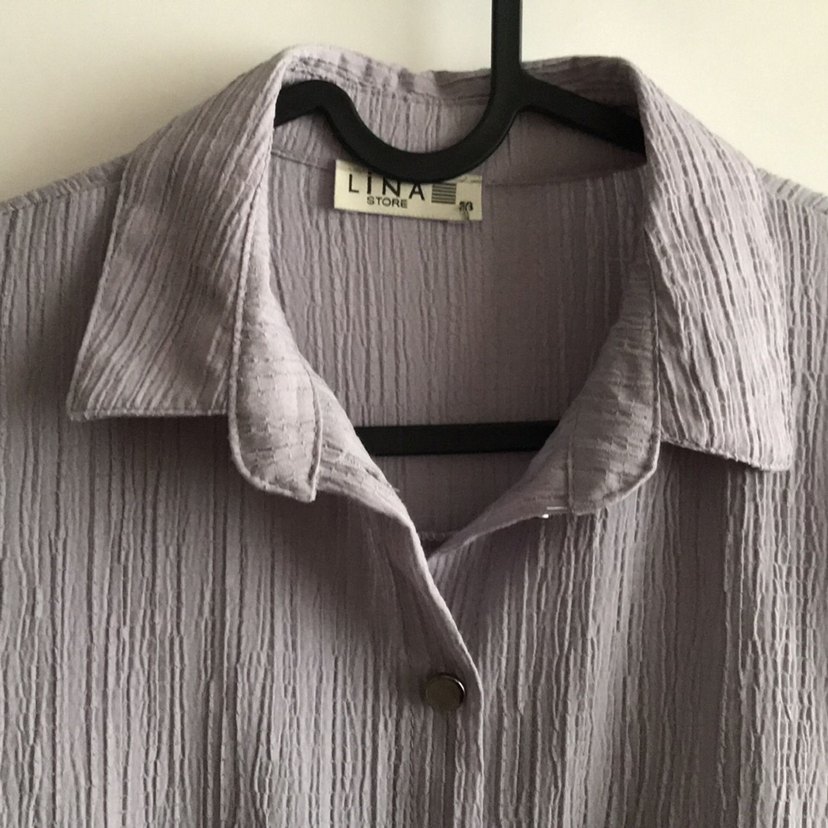 Lila Düğmeli Uzun Kollu Tunik Gömlek - Görsel 3