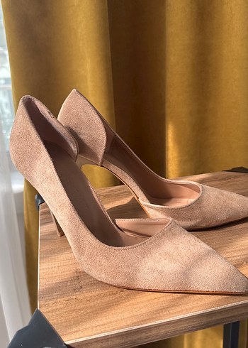 40 Beden Bej Süet Stiletto Kadın Topuklu Ayakkabı