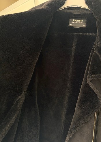 Pull and Bear Siyah Süet Kürklü Biker Ceket