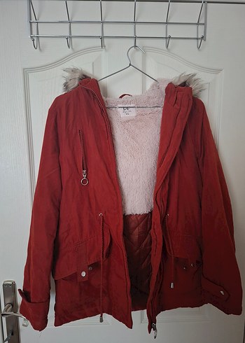 Kiremit Peluş Detaylı Kadın Ceket