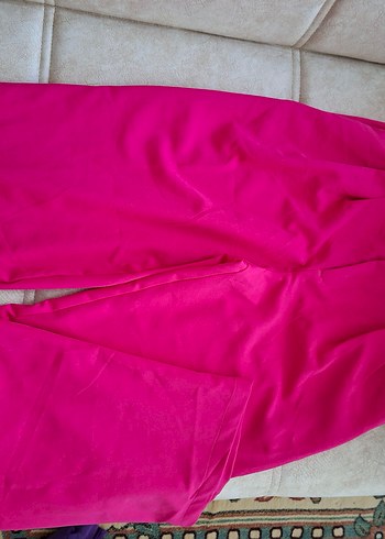 Pembe Saten Salaş Uzun Kadın Pantolon