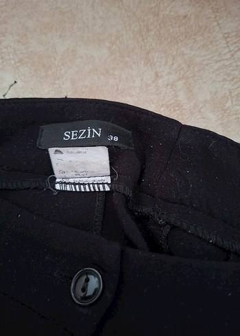 Siyah Kadın Süet Düğmeli Kumaş Pantolon