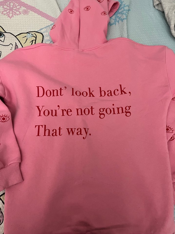 Pembe Kapüşonlu Baskılı Kadın Sweatshirt - Görsel 2