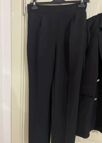 40 Beden Düğmeli Siyah Uzun Kadın Blazer Ceket takım
