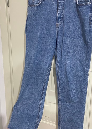 Düğmeli Mavi Kadın Midi Denim Pantolon