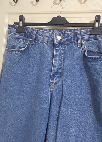 Diğer Düğmeli Mavi Kadın Midi Denim Pantolon