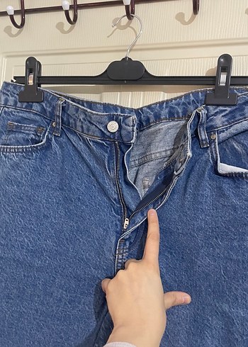 Düğmeli Mavi Midi Kadın Denim Pantolon