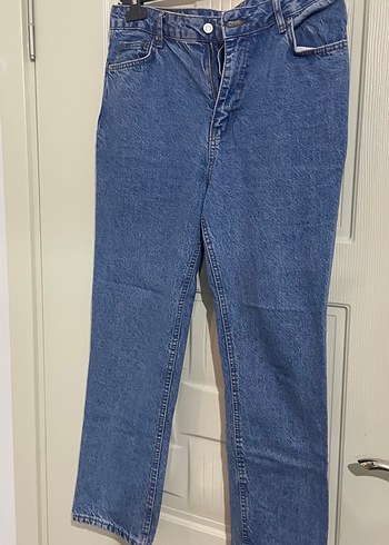 Diğer Düğmeli Mavi Midi Kadın Denim Pantolon