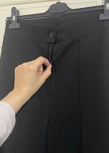 42 Beden siyah Renk Düğmeli Siyah Kadın Kumaş Pantolon