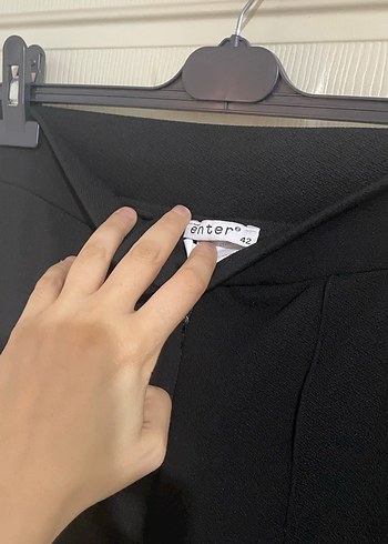 42 Beden Düğmeli Siyah Kadın Kumaş Pantolon