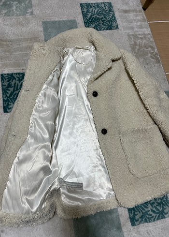 Beyaz Peluş Midi Kadın Kaban - Görsel 2