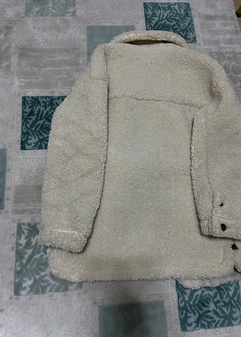 Beyaz Peluş Midi Kadın Kaban - Görsel 3