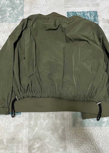 Zara Yeşil Midi Boy Fermuarlı Ceket - Görsel 3