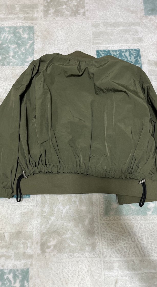 Zara Yeşil Midi Boy Fermuarlı Ceket - Görsel 3