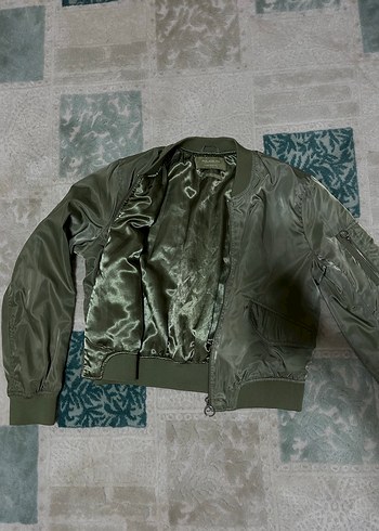 Kadın Haki Fermuarlı Streetwear Ceket - Görsel 2