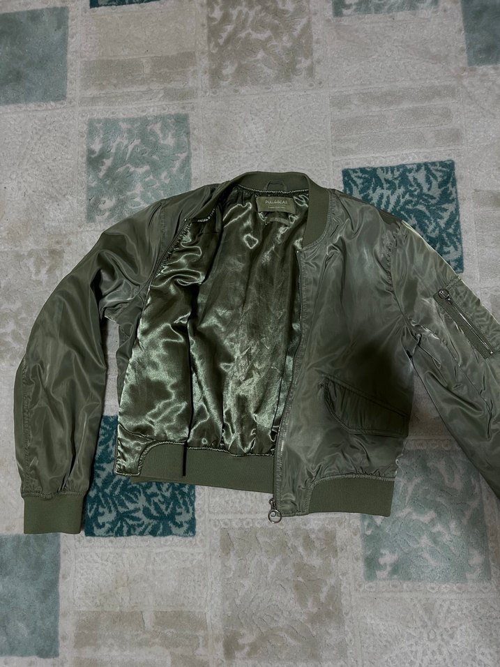 Kadın Haki Fermuarlı Streetwear Ceket - Görsel 2