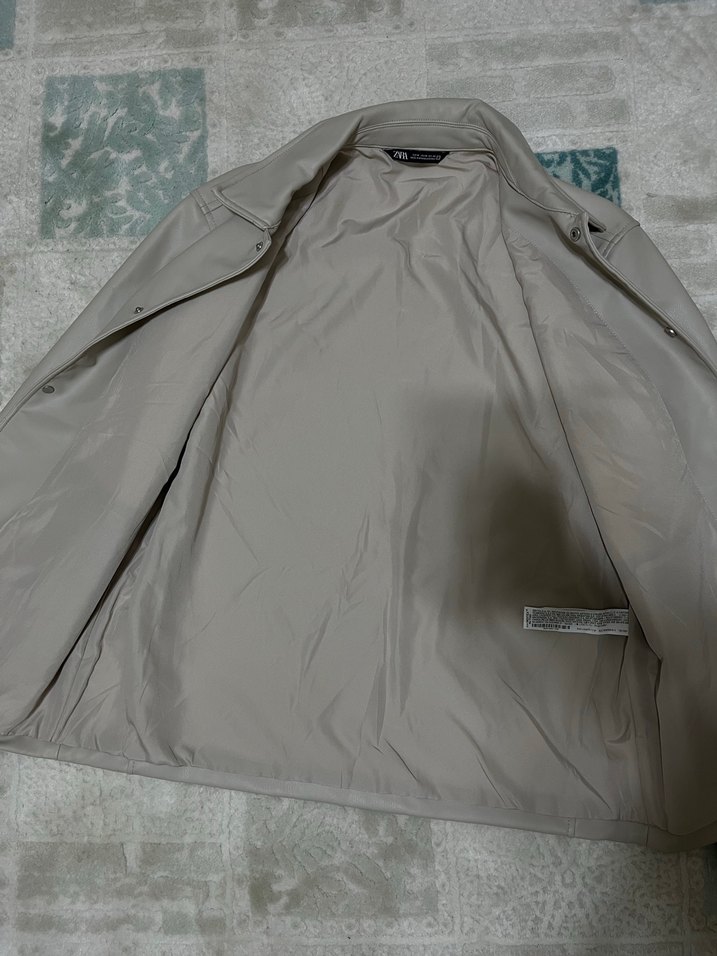 Krem Düğmeli Deri Kadın Ceket - Görsel 2