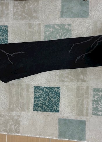 Siyah Regular Fit Bağlama Desenli Kot Pantolon - Görsel 2