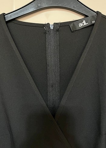 Orijinal ADL Siyah V Yaka Midi Kemerli Kadın Elbise - Görsel 2