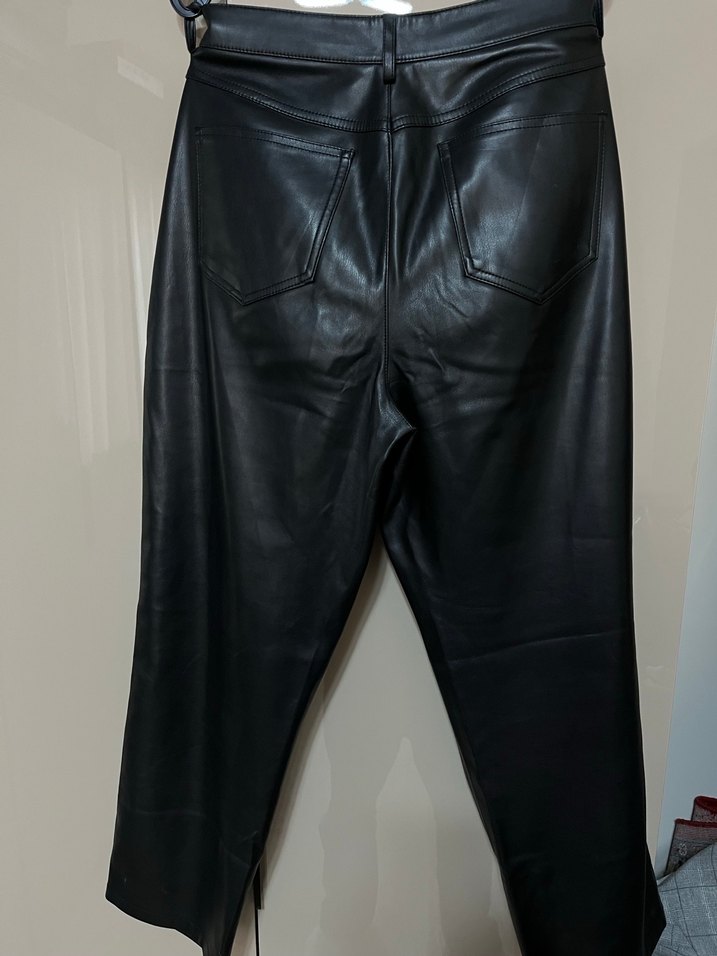 Orijinal Mango Siyah Deri Kemerli Kadın Pantolon - Görsel 3