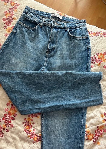 40 Beden Düğmeli Mavi Denim Kadın Midi Jean