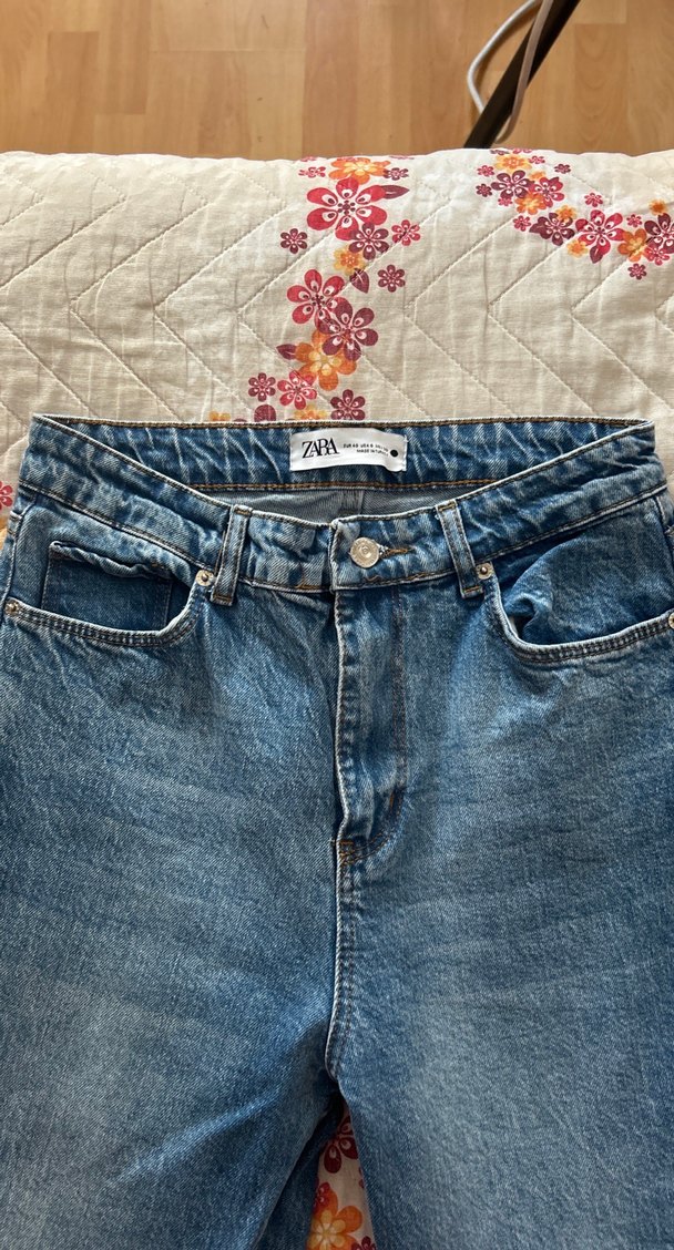 Düğmeli Mavi Denim Kadın Midi Jean - Görsel 2